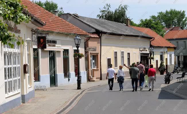 Idegenforgalom - Tokaj - Turisták a Rákóczi utcában