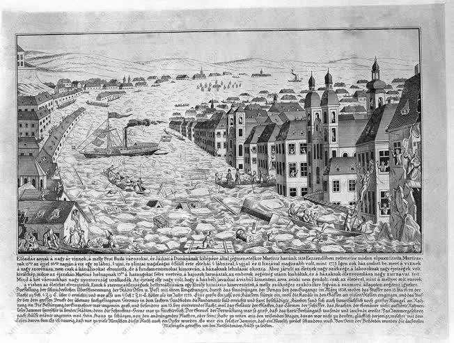 Művészet - Grafika - Rajz az 1838-as pest-budai árvízről