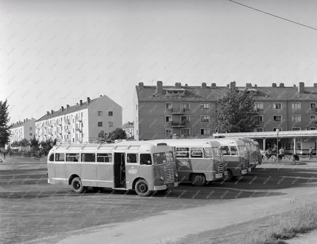 Városkép - Közlekedés - Buszpályaudvar Sztálinvárosban
