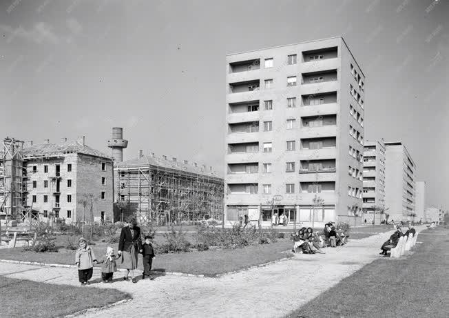 Építészet - Budapesti lakótelep építése