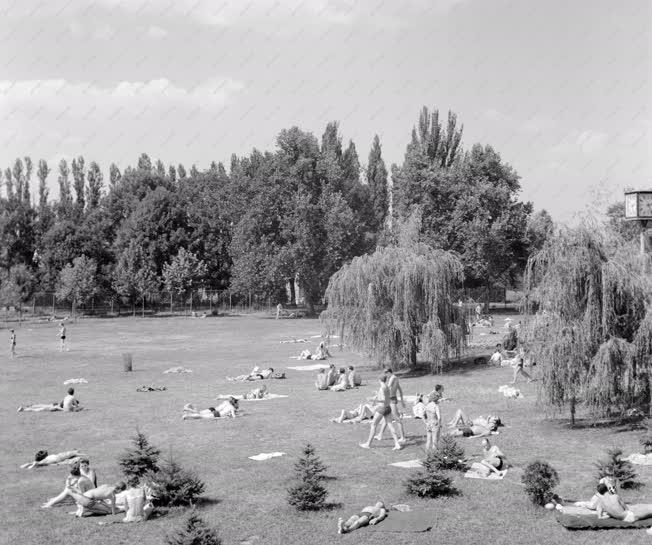 Életkép - Szabadidő - Napfürdőzők a Római strandfürdőn