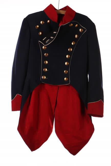 Sötétkék szövet frakk felső és  arany epolett