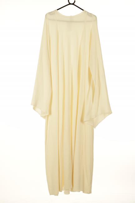 Világos drapp hosszú ruha mintás és csuklya