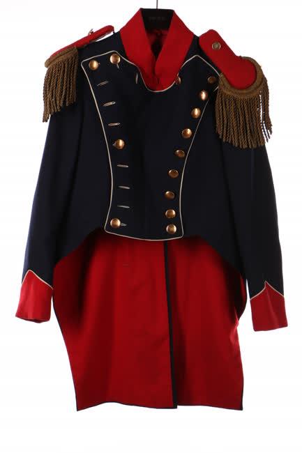 Sötétkék szövet frakk felső és  arany epolett