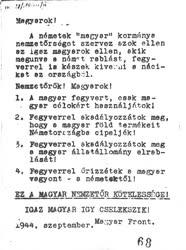 Belpolitika - A Magyar Front röplapja