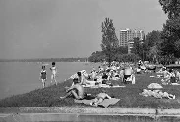 Életkép - Napozók a Balaton partján