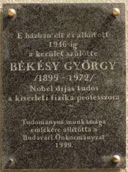 Városkép - Budapest - Békésy György emléktáblája
