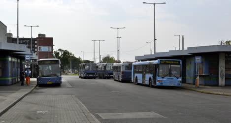 Közlekedés - Budapest - Autóbusz végállomás a Liget tére