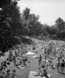 Szabadidő - Időjárás - Strandolók a Palatinus Strandfürdőben