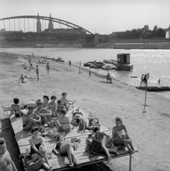 Szabadidő - Strandolók a szegedi Tisza-parton