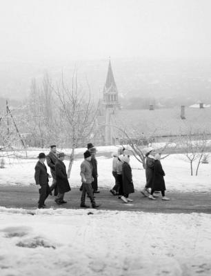 Életkép - Termelőszövetkezeti gazdák üdülnek a Szabadság-hegyen