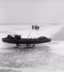 Természet - Mezőgazdaság - Halászok a befagyott Velenci-tó jegén 