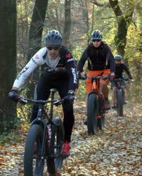 Sport - Budapest - Hegyi kerékpáros sportolók a Kis-Hárs-hegyen
