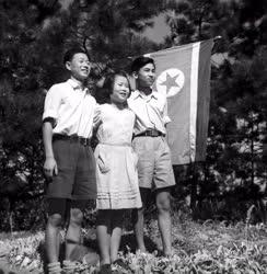 Külkapcsolat - Koreai úttörők a fegyverszünet aláírásáról értesülnek 