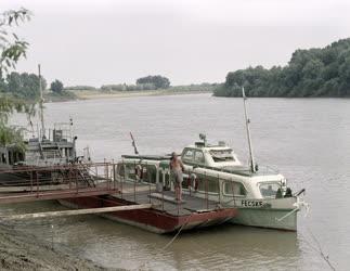 Tájkép - Közlekedés - Fecske kishajó a Tiszán